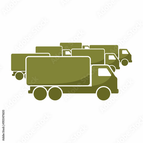 Group of delivery trucks forming a transportation convoy, symbolizing efficient logistics and organized freight movement for supply chain operations