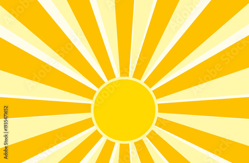 Yellow sun illustration. Abstract design of a shining sun in a flat style.	
