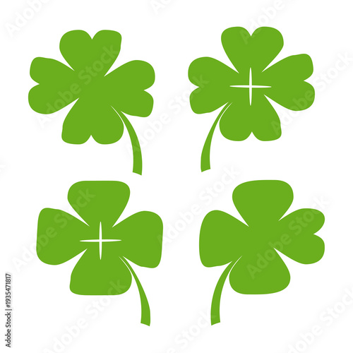 Clover leaf illustration in flat style. Clover leaf vector design symbolizes trust, hope, love, and good luck.