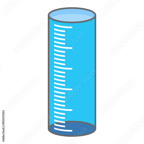 Illustration of a laboratory measuring cylinder, designed in a flat style. Simple design of a laboratory measuring cylinder. Science icon.	