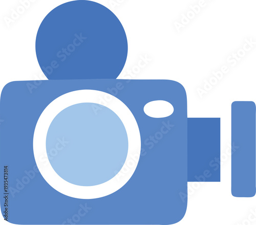 Modern Blue Video Camera Icon – Professional Film Equipment Vector for Media and Broadcast