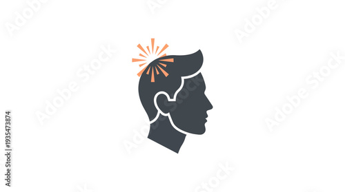 Conceptual illustration depicting a man experiencing throbbing pain or discomfort in his head, symbolizing stress, migraine, or a health issue