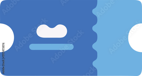 Blue Minimalist Travel Ticket Icon – Flat Vector Voucher for Flight Booking and Event Admission