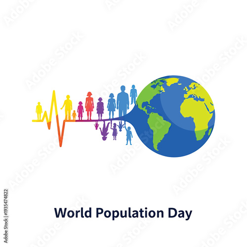 World Population Day Global silhouettes and Earth