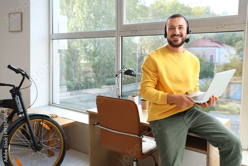 Freelance worker in headset...