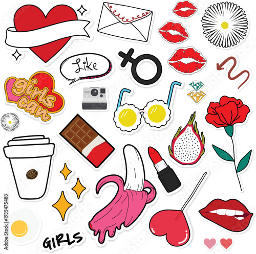 Cute love letter and heart paper plane icons for valentines vector