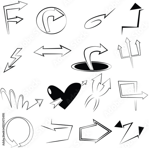 Dynamic sketchy arrow collection for infographic and web design vector