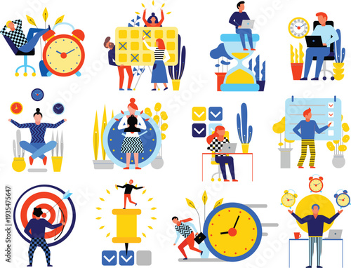 Hand drawn retro mascot collection with expressive object poses vector