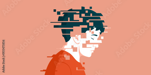 Depressed lonely child falling apart