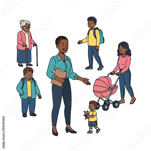 Diverse Family Members with Children and Elderly.