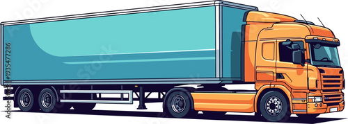 Commercial semi truck with refrigerated cargo trailer