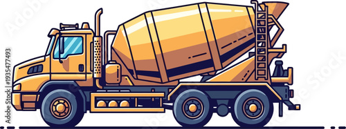 Concrete mixer truck delivering ready-mix for building