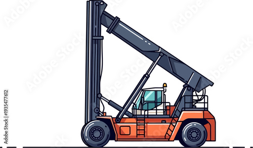 Container reach stacker lifting freight at a logistics hub