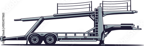 Empty double deck car carrier trailer for vehicle transport