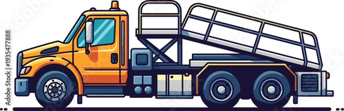Flatbed transport truck with integrated loading ramp