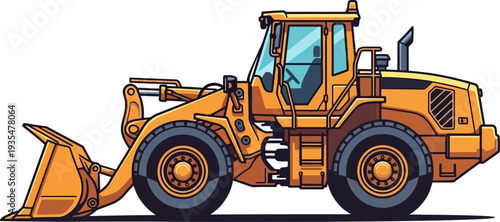 Front wheel loader moving earth on construction site