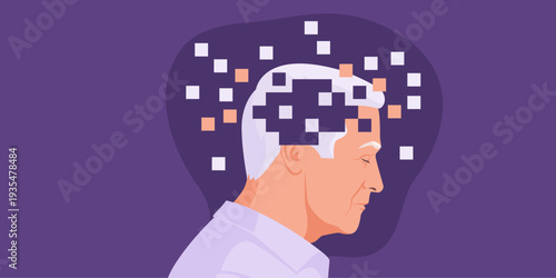 Senior man experiencing memory loss and confusion