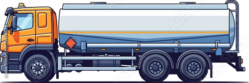 Heavy fuel tanker truck transporting hazardous liquid