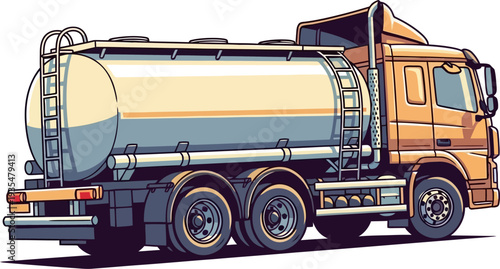 Industrial fuel tanker truck transporting liquid cargo on the highway
