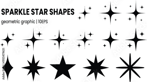 Sparkle star icon set, shining twinkle stars collection, decorative glitter shine vector elements