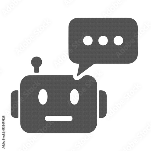 AI Chatbot Robot Message Icon in Minimal Flat Style Isolated on Transparent Background