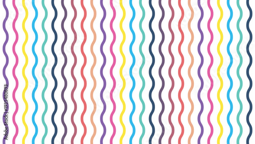 Colorful Wavy Vertical Stripes Seamless Pattern Abstract Rainbow Curved Lines Background for Textile and Surface Design