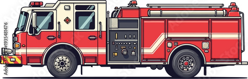 Professional fire rescue pumper equipped for emergencies