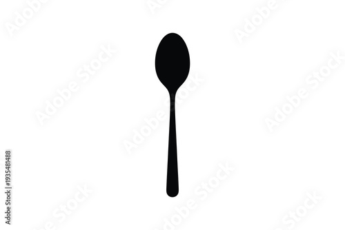 A sleek and modern black spoon standing upright against a white background Vector
