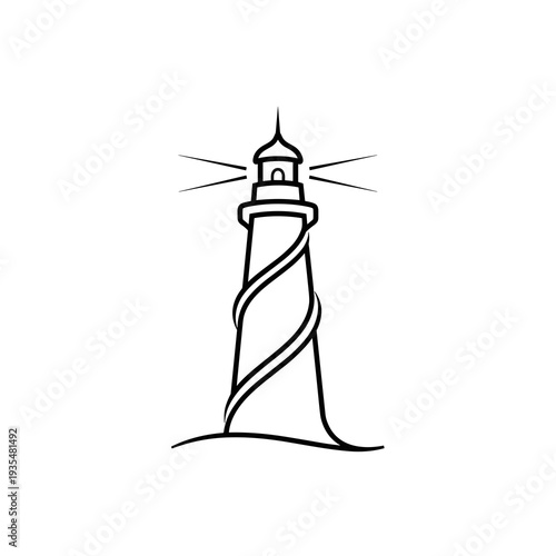 Simple thin line drawing of a tall lighthouse