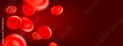 3D blood red cells background. World Blood Donor Day. Realistic vector illustration. Healthcare, hospital, clinic, laboratory, emergency design concept