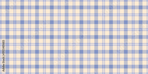Eps fabric tartan texture, international textile check seamless. Twill plaid pattern background vector in papaya whip and blue colors.