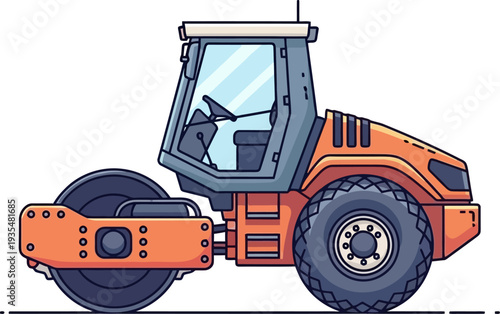 Road roller compacting asphalt for pavement construction