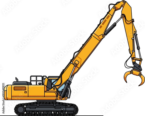 Scrap material handler sorting metal debris with hydraulic grapple