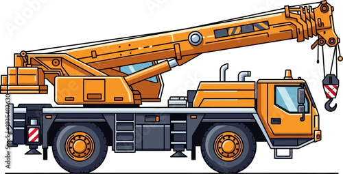 Truck mounted mobile crane for heavy lifting operations