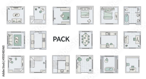 Collection of architectural floor plan drawings for residential buildings.