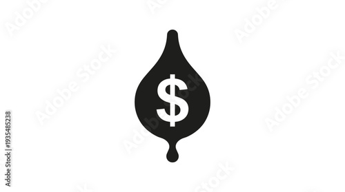 Black oil drop with dollar symbol, conceptual illustration