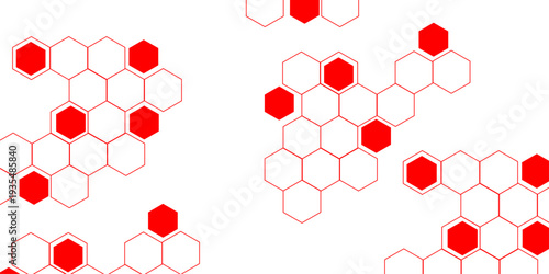 abstract geometric red texture background red hexagon 3D background texture. 3d rendering illustration. Clear pattern abstract background hexagon .Futuristic abstract banner.	