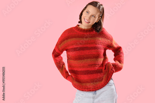 Young woman in warm sweater...