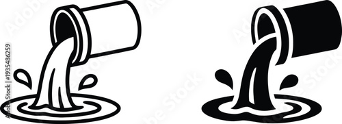 Water pipe discharge icon set, sewage drainage flow symbol, wastewater outlet vector illustration