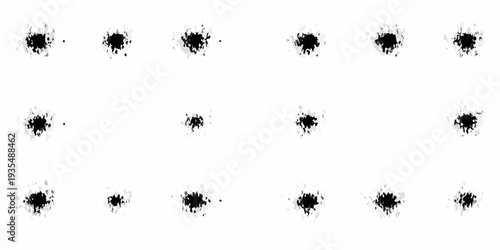 Abstract arrangement of irregular black shapes against a white background