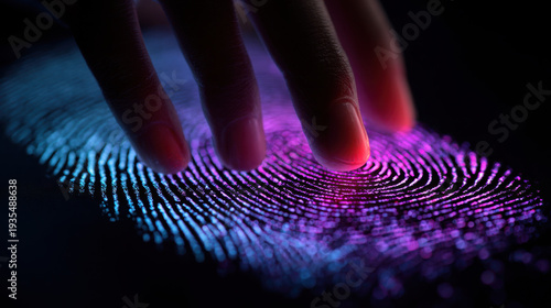 Exploring digital fingerprints technology cybersecurity data protection virtual environment close-up view innovative concepts