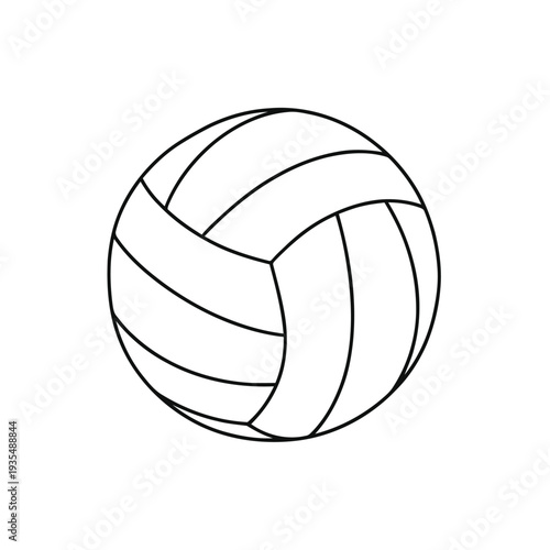 A standard volleyball featuring the characteristic paneled design is presented isolated against a plain white background in a clear vector graphic.