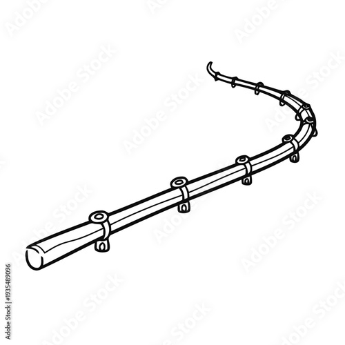 Curved, segmented pipe or tube section with small attachment points is rendered in a simple black and white outline drawing style.