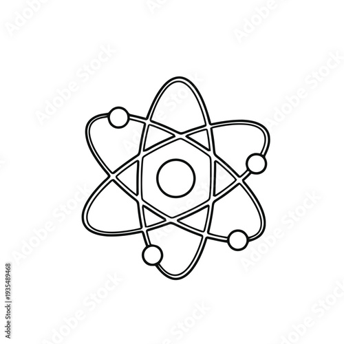 Atomic structure diagram showing a nucleus orbited by electrons in elliptical paths symbolizes fundamental science and physics concepts.