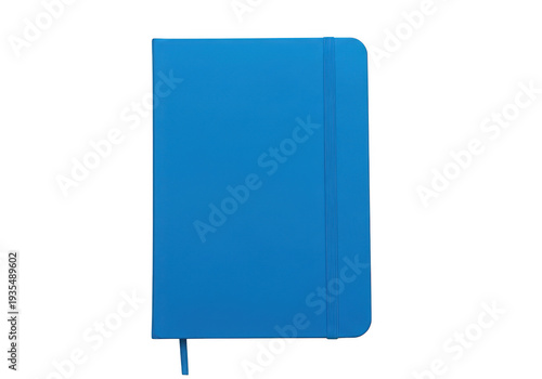 Free Download A vibrant blue notebook with a blank cover and a black spine isolated on transparent background,png - GFXLoad