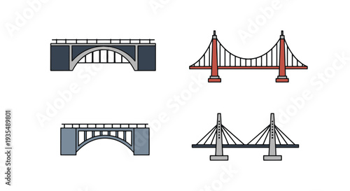 Bridge Line art abstract digital color vector