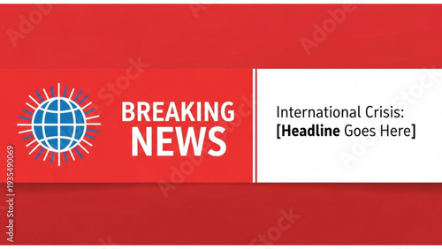 Global Crisis Alert Graphic Illustration Showing Emergency News Broadcast on Screen