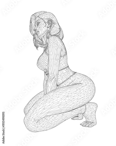 A young girl sits with her knees drawn up, wearing sportswear and leggings in a casual sketch.