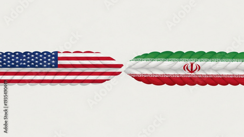 United States and Iran flags intertwined as a symbol of complex international relations and diplomatic ties