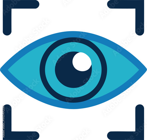 Biometric Eye Iris Scan Icon for Facial Recognition and Digital Identity Verification Technology Vector Illustration On Transparent Background Background.